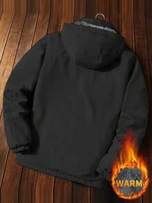 1 件男士冬季夹克，保暖内衬加厚连帽可拆卸运动服外套