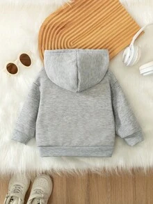 Sudadera con capucha con estampado de letras y control de juegos para niños pequeños, otoño/invierno