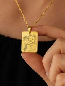 Dây chuyền khắc ảnh cá nhân, khắc ảnh theo yêu cầu, dây chuyền thép không gỉ 18k, mặt dây chuyền chân dung vàng, trang sức gia đình/thú cưng cá nhân hóa, vàng, cổ điển, unisex, giản dị, dễ thương, tùy chỉnh, độc đáo, dành cho kỷ niệm, tiệc tùng, đồ dùng học tập, tựu trường, lớp học, quà tặng giáo viên, đại học, đồng nghiệp, ký túc xá, trang sức cho nữ, quà tặng bạn gái - Nhiều màu - Xem 6