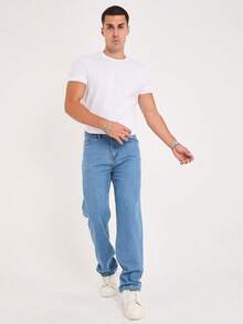 Men's Casual Everyday Slant Pocket Straight Leg Jeans - Aquarius Blue - View 2