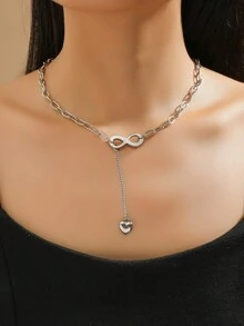 1pc Solid Heart Shaped Pendant Necklace, Suitable As A Gift For Teens - one-size - View 7