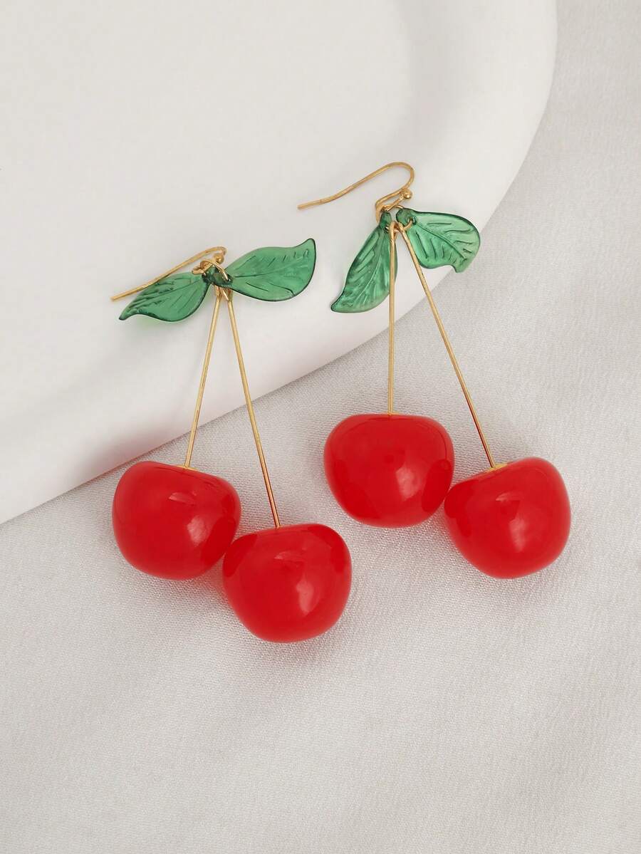1 Pair Cherry Fruit Earrings, Sweet & Fresh Style For Girls - Big Cherry - View 1