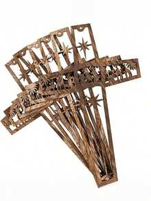 6/12pcs Wooden Crucifix Wall Cross 5.9inch Mini Size, Christmas Nativity Scene,Wall Decoration Creative Cross Pendant, Wooden Handicraft Home Party Decoration Pendant,Home Decor