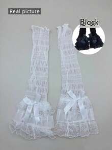 1pair Hot Girl Y2K Mesh Thin Multi-Layer Lace Women's Leg Cover, Lolita, JK Matching, Sweet And Versatile