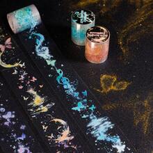 1卷/袋胶带、蝶影朦胧系列、精美梦幻贝壳灯光风景创作PET胶带、剪贴簿用品、笔记本配件、装饰相框、电脑和手机壳、水杯、旧杂志、铅笔盒、桌面装饰贴纸、开学季贴纸、学校用品 - 彩色 - 查看 10