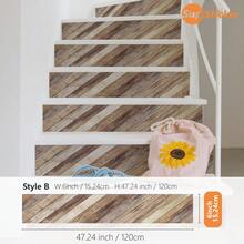 SUPSTICKER 1 rouleau (1 pièce) Autocollants pour escaliers avec motif bois clair bleu et brun clair. Décoration murale en PVC autoadhésif et amovible, avec propriétés imperméables, faciles à nettoyer et sans couture. Idéal pour les marches d'escalier, les surfaces de meubles, les sols de balcon, les sols de salle de bain et plus encore. Parfait pour la décoration de la maison et la rénovation d'espace. Plusieurs tailles disponibles.