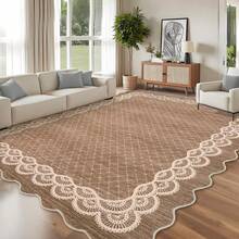 Home Decor Kitchen Area Rug Bordered Thin Carpet Non Shedding Non Slip Stain Resistant Floorcover Low Pile Printed Washable Hallway Runner Rug Soft Easy To Clean Mat Throw Rug For Bathroom Bedroom Living Room Dinning Room Laundry - Camel - View 1