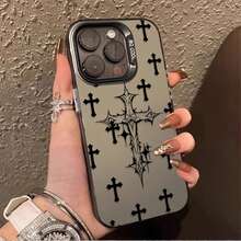 Mode Schwarzes Kreuz Liebe Plattierung Hülle für iPhone SE4 16E 12 16 15 14 13 11 Pro Max XS X XR 8 7 Plus SE 2020 Stoßfeste Rückseite Etui