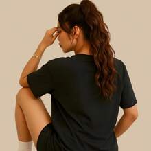 Camisa Feminina Estampada Linha Premium Excelente Qualidade - Preto - Visão 2