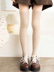 1 Pair Of Women's Padded Terry Thigh High Socks Warm Warm Stockings Multicolor Autumn And Winter, Cozy Socks