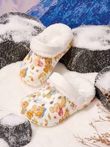 Kids' Warm Thermal Lined Casual Clogs, Suitable For Winter