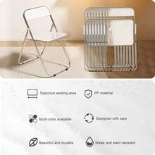 2-Piece/4-Piece/6-Piece Acrylic Folding Chair Sets, Stackable, Lightweight And Durable, Modern Armless Design, Suitable For Indoor/Outdoor Use, Perfect For Holiday Parties. - White - View 3