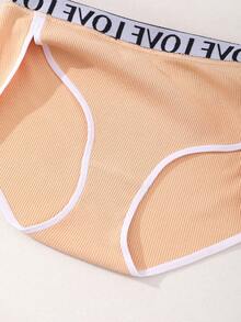 5条装女士性感罗纹棉质内裤中腰无缝三角裤开叉LOVE字母腰带柔软舒适透气内衣适合瑜伽、运动和日常穿着 - 彩色 - 查看 10