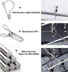 EstiloTendenciaGoteo Colgadero Tendedero De Calcetines Y 40 Clip - Con Clips De Pinzas Para La Ropa De Acero Inoxidable Estantes De Secado De Ropa Colgador De Metal PortáTil Pinzas Para Calcetines Bufanda (Plata)Calidad PremiumVersióN Mejorada - 10 Clip 2 pieza - Ver 3