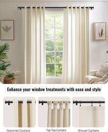 VASA NAMA 48 a 84 Pulgadas Barras de Cortina Negras para Ventanas, Barra de Cortina con Tapas Decorativas, Juego de Barras de Cortina con Soportes, Estirable y Facil de instalar (120-210CM) - 1 - Ver 5