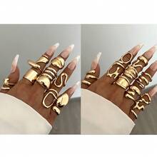 5/14/15/29 buc Set de inele metalice vintage elegante cu bandă largă, design gros, pentru femei, potrivite pentru fete de zi cu zi, petrecere, ținute de nuntă, bijuterii la modă cadou pentru iubită, prietenă