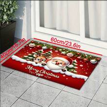 1 pezzo Zerbino con Babbo Natale e Renne, stile cartoni animati classico, in finta lana morbida, lavabile in lavatrice, facile da pulire, adatto per decorazioni natalizie in casa, utilizzabile per ingresso, soggiorno, camera da letto, cucina, bagno, corridoio, interno ed esterno, decorazioni natalizie/decorazioni per la casa