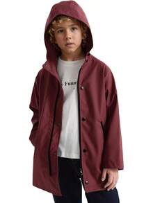 SOLOCOTE - Impermeable con capucha para niños, forro de goma, resistente al agua y viento - rojo oscuro (B-Wine Red) - Ver 13