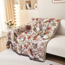 Outdoor Blanket With Bohemian Floral Pattern, Jacquard Woven Throw Blanket - Suitable For Picnic, Camping, Sofa, Nap, Air Conditioning, Wall Hanging, Thick & Soft, Non-Fading & Pilling