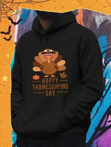 [Free Shipping]Men's Fashion Hoodie - Happy Thanksgiving Day Turkey Print, Casual Long Sleeve Hooded Sweatshirt, Soft Knitted Pullover, Comfortable Regular Fit - For Men - Perfect For Fall & Thanksgiving - Idea,Fall Hoodies,Men's Fall Clothes,Street Wear,Halloween,Mens Hoodies,Y2k Clothes,Jesus Hoodie,Thanksgiving Day,Nightmare Before Christmas,Christmas,Street Fashion, Sporty Casual, All Season, Y2K Clothing, Christmas, Gift For Boyfriend,Printed & Shipped In USA - Black - View 1