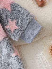Infant/Toddler Girls' Star Pattern Fuzzy Zip-Up Jumpsuit
