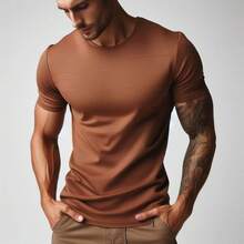 MIL200FIT Men T-Shirts - Coffee Brown - View 2