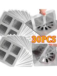 10/30/50/100pcs Drain Cover Stickers, Self-Adhesive Bathroom Hair Catcher, Sink Strainer, Kitchen Anti-Clogging Mesh - Multicolor - View 12