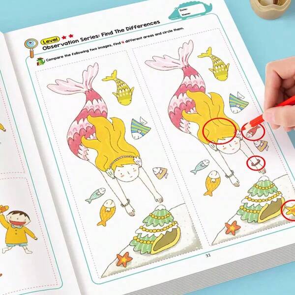 32-Page Visual Discovery Challenge Focused Training Find The Difference Picture Book