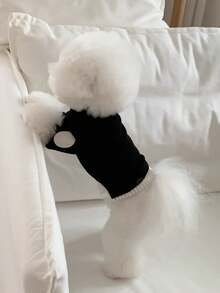 1pc Embroidered Pet Clothes, Dog/Cat Patchwork T-Shirt, Warm & Comfortable Undershirt Suitable For Small/Medium Dogs And Cats - Multicolor - View 12