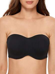 Women's Strapless Bra Minimizer Seamless Underwire Unlined Bandeau For Big Bust - Black - View 4