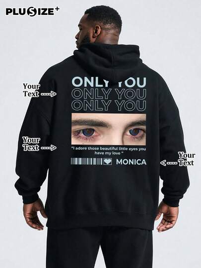 Customizable Plus Size Black Drawstring Hoodie, You Can Add Your Favorite Patterns And Fonts On The Clothes To Create Personalized Apparel For Yourself, Family And Friends. You Already Look Great!