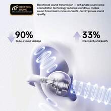 Lenovo TA410 2025 最新款蓝牙耳机，骨传导技术，超轻 2.8g 设计，适合跑步、健身、瑜伽等，IPX5 防汗，带充电盒 24 小时播放，蓝牙 5.4 游戏，HIFI 空间音效，蓝牙耳机，米色、黑色、紫色​​ - 紫色 - 查看 7