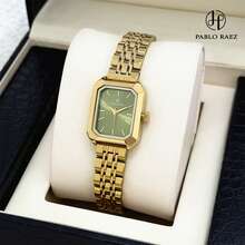 Pablo Raez 1pc Silver Elegant Lady Watch Rectangle Vintage IPS Luxury IPS Plated Women Dress Watch Stainless Steel Square Case Top Brand New AAA Design Quartz Retro Watch Business Fantasy Lady Fashionable White Face With Real Bar