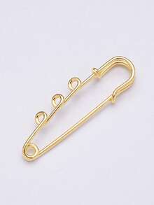 5pcs 3-Hole 5cm Iron Large Safety Pins, Can Be Used For Finished Brooch Making Christmas Gift