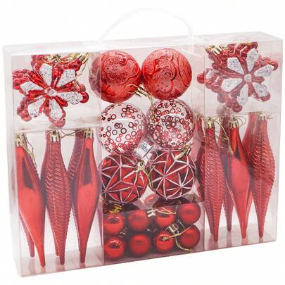 40 PCS Christmas Baubles Set, Christmas Ball Ornaments With Strings, Shatterproof Glitter Baubles Icicle Snowflakes For Xmas Tree Decorations Christmas Decorations Winter Room Decor Christmas Decorations Home Christmas Gifts Christmas Decor
