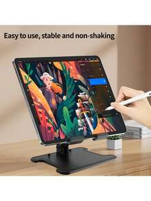 ABS Material Office Desk Tablet Holder, Foldable Height Adjustable Tablet/Laptop Stand