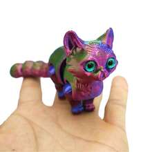 1 件 3D 打印铰链卡通猫雕像，塑料接头可扩展创意桌面装饰，适合卧室、室内使用，无需电源，万圣节/圣诞节眼睛风格随机