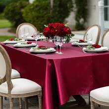 7pcs Burgundy Satin Tablecloth 58*71 Inch, Soft Tablecloth For Birthday Party, Wedding, Banquet, Gathering, Meeting, Celebration, Ceremony Decoration - Multicolor - View 8