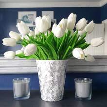 3/5/10/150pcs 13.77 Inch Artificial Tulip Flowers Decor For Home, Living Room, Bedroom, Vibrant And Lifelike Fake Tulip Bouquet - Suitable For Elegant Home And Office Decor, Ideal For Special Occasions And Gifts, Perfect For Weddings And Home Decoration. - White - View 3