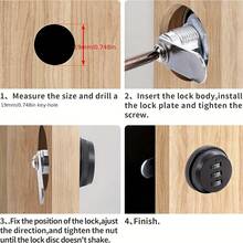 Candado de combinación de 3 dígitos de aleación de zinc - Acabado cepillado, de contraseña mecánica para gabinetes, buzones y puertas