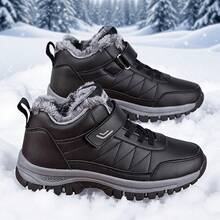 1 Pair Unisex Snow Boots, Outdoor Sports Warm Boots For Autumn/Winter, PU Waterproof Ankle Boots, Hiking Boots For Outdoor Activities, Camping, Hunting, Trekking, Available In Black/Grey, Size 36-48 - Black - View 10