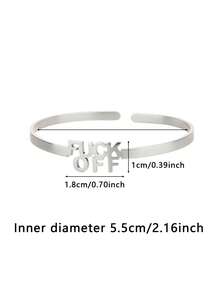 1Pc Punk Style Letter Open Cuff Bangle Bracelet, 18K Gold-Plated Stainless Steel Open Adjustable Bracelet, Unisex Jewelry Fashion Accessories