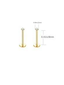 قطعتان من أقراط الأذن المرصعة بالمجوهرات من الفولاذ المقاوم للصدأ ذات الخيط الداخلي للنساء، مناسبة للغضروف والحلقة والأنف والشفاه