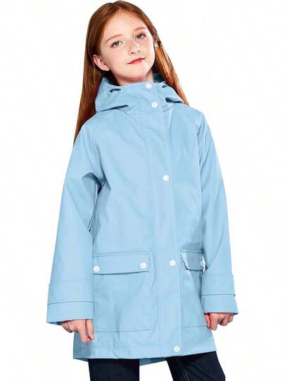 SOLOCOTE - Impermeable con capucha para niños, forro de goma, resistente al agua y viento