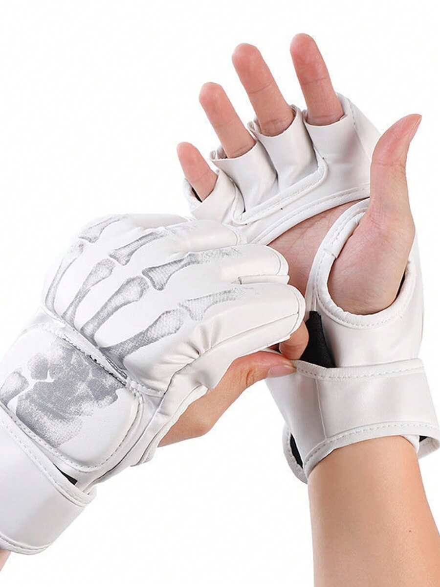 1pair Boxing Gloves, Half Finger MMA Boxing Gloves Set, Thickened Adult Gloves For Sandbag Fighting Boxing Training - Multicolor - View 1