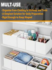 12/6/1 szt. organizerów do szuflad z materiału – składane i zmywalne pudełka do przechowywania bielizny, ubranek dziecięcych, biustonoszy, skarpetek, krawatów, szalików, białe - Biały - Zobacz 11