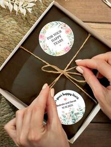 Personalized Thank You Stickers, Wedding Thank You Stickers, Floral Thank You Stickers For Party Favors, Round Thank You Sticker Seals,Personalized Printed Flower Stickers - Choose Your Floral Design And Font Combo - Custom Welcome Wedding Favor Labels - Multicolor - View 3