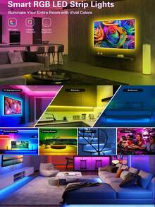 3,28ft-98ft intelligente RGB LED Streifen Leuchten, inklusive 44-Tasten Fernbedienung, 6 individuelle Modi, einstellbare Helligkeit & Geschwindigkeit, einfache Installation, geeignet für Schlafzimmer, Decke, Party, Weihnachtsdekoration, TV Hintergrundbeleuchtung, Raumdekoration