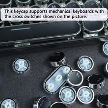 104 Keys Full Size Keycaps With Numeric Keypad, Retro Steampunk Typewriter Style Round Electroplated Keycaps In Black, White, Pink, Blue, Lipstick Red, Translucent Characters, Compatible With MX Switches, 6.25U Spacebar Size, Suitable For 61/87/104/108 Keys Mechanical Keyboards, Comes With Keycap Puller Tool (Keycaps Only, Keyboard Not Included)