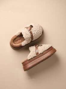 Chinelos Térmicos Confortáveis para Mulheres, Sola Grossa, Antiderrapante, Forro Térmico Quente, Adequado para Outono/Inverno, Sapatos Peludos